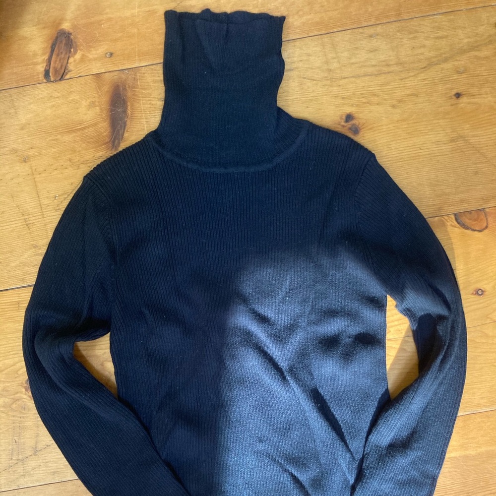 Black Ribbed Turtleneck top by Global I.D., Girl’s Size L (14), NWT